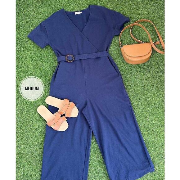 Roolee The Neptune Happy Wrap Wide Leg Jumpsuit in Navy Blue - Picture 11 of 11